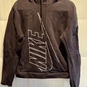 Nike Black Hoodie with White Swoosh Hoodie Tech Pocket
